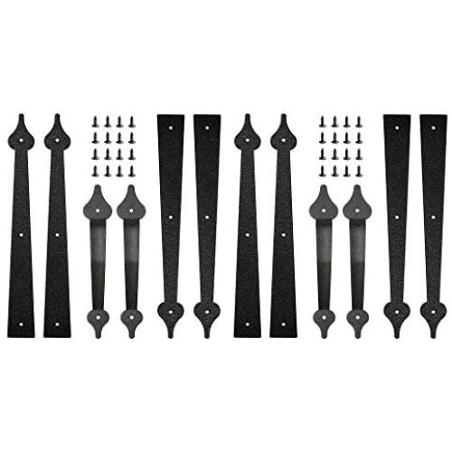 skysen Steel Garage Door Decorative Hinges Handles Accents Hardware kit Screw Mount,Black(tckls-2 Pack)