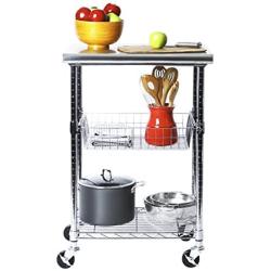 Seville Classics Stainless-Steel Professional Kitchen Work Table Cart Utility NSF-Certified Storage, 24'' W x 20'' D x 36'' H, Chrome