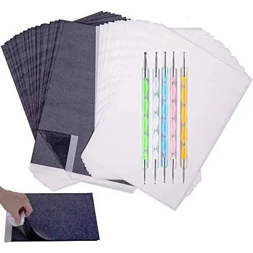 Offeara Carbon Paper, Large Size Graphite Paper, Tracing Paper for Drawing, Black Transfer Paper and Trace Paper, 180 Sheets (9 x 13 Inches) with 5pcs Embossing Styluses Stylus Offeara Carbon Paper, Large Size Graphite Paper, Tracing Paper for Drawing, Black Transfer Paper and Trace Paper, 180 Sheets (9 x 13 Inches) with 5pcs Embossing Styluses Stylus