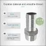 Horiznext stainless steel barbed fitting 1 inch id barb hose connector male npt 1in coupler, pack of 2 pcs