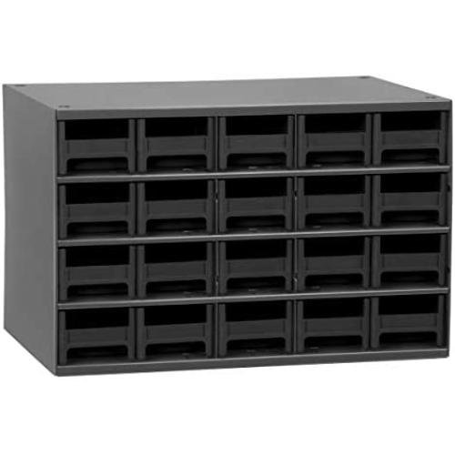 Akro-Mils 20-Drawer Steel Parts Craft Storage Cabinet Hardware Organizer, 19320, (17-Inch W x 11-Inch D x 11-Inch H), Gray Cabinet, Black Drawers