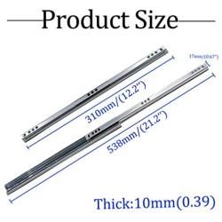 Yoohey Metal 12 inch Drawer Slides, Ball Bearing Two Way Slide Track Rail 0.7 inch Wide 1 Pair