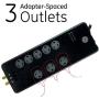 GE Pro Surge Protector, 8 Outlet Power Strip, 4ft Extension Cord, 3 Phone/Dsl/Modem Line Ports, 2 Cable/Coax Ports, 3 Extra Wide Adapter Spaced Outlets, Flat Plug, 2100 Joules, Black, 14095