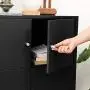SONGMICS Storage Cabinet, 3-Tier Metal Office Cabinet, Multipurpose Storage Organiser Stand with 6 Doors, 25.6 x 14.3 x 41.4 Inches, Max. Load Capacity 33 lb per Shelf, Black UOMC006B01