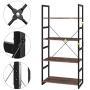 Homfa Bookshelf Rack 4 Tier Vintage Bookcase Shelf Storage Organizer Modern Wood Look Accent Metal Frame Furniture Home Office