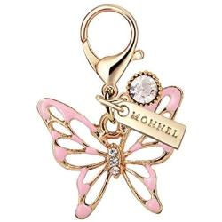 MC121 New Arrival Pink Butterfly Lobster Clasp Charm Pendant with Pouch Bag (1 Piece)