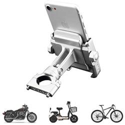 vicelecus Motorcycle Phone Mount, Adjustable Anti Shake Metal Bike Phone Holder for iPhone X/8/7/6 Plus Samsung Galaxy S9/S8/S7/S6 GPS, Holds Devices up to 3.7'' Width (Silver)