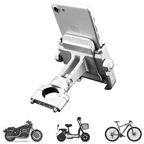 vicelecus Motorcycle Phone Mount, Adjustable Anti Shake Metal Bike Phone Holder for iPhone X/8/7/6 Plus Samsung Galaxy S9/S8/S7/S6 GPS, Holds Devices up to 3.7'' Width (Silver) vicelecus Motorcycle Phone Mount, Adjustable Anti Shake Metal Bike Phone Holder for iPhone X/8/7/6 Plus Samsung Galaxy S9/S8/S7/S6 GPS, Holds Devices up to 3.7'' Width (Silver)