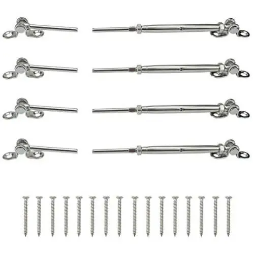 Muzata 4 Pairs Stainless Steel Cable Railing Kit Systems Fit 1/8'' Wire Rope,Angle 180° Adjustable Swage Toggle Turnbuckle Tensioner and End fititing,T316 Marine Grade,CK07,Series CA1 CD1 CS1 Muzata 4 Pairs Stainless Steel Cable Railing Kit Systems Fit 1/8'' Wire Rope,Angle 180° Adjustable Swage Toggle Turnbuckle Tensioner and End fititing,T316 Marine Grade,CK07,Series CA1 CD1 CS1