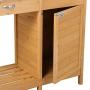YAHEETECH Outdoor Garden Potting Bench Table Work Bench Metal Tabletop W/Cabinet Drawer Open Shelf Natural Wood