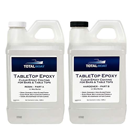 TotalBoat - TB-9335 Epoxy Resin Crystal Clear - 1 Gallon Epoxy Resin & Hardener Kit for Bar Tops, Table Tops & Countertops | Pro Epoxy Coating for Wood, Concrete, Art