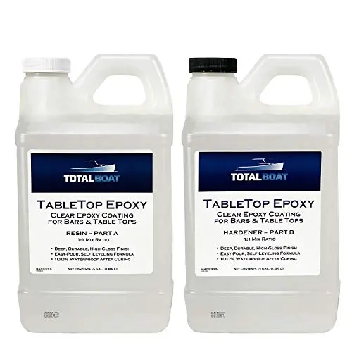 TotalBoat - TB-9335 Epoxy Resin Crystal Clear - 1 Gallon Epoxy Resin & Hardener Kit for Bar Tops, Table Tops & Countertops | Pro Epoxy Coating for Wood, Concrete, Art TotalBoat - TB-9335 Epoxy Resin Crystal Clear - 1 Gallon Epoxy Resin & Hardener Kit for Bar Tops, Table Tops & Countertops | Pro Epoxy Coating for Wood, Concrete, Art