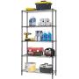 14‘’Lx36Wx72H 5 Shelf Wire Shelving Unit Garage NSF Metal Shelf Organizer Large Storage Shelves Heavy Duty Height Adjustable Utility Commercial Grade Steel Layer Shelf Rack 1250 LBS Capacity ,Black