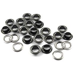 CRAFTMEMORE 1/4'' Hole Size 100 Sets Gunmetal Black Metal Grommets Eyelets with Washers for Bead Cores, Clothes, Leather, Canvas (Gunmetal, 100 Pack)