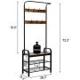 IRONCK Industrial Hall Trees with Bench and Coat Racks, 3-in-1 Hall Tree Entryway Storage Shelf, Accent Furniture with Metal Frame, Easy Assembly, Rustic Brown