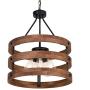 DERALAN Modern Rustic Chandelier Circular Wood Chandeliers Round Wooden Five Lights Farmhouse Chandeliers Island Pendant Lighting Fixture Industrial Metal Retro Ceiling Lights for Dining Room Kitchen