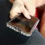 iPhone 7 Plus Diamond Bumper for Women, DMaos Sparkly Rhinestone Metal Bumper with Front and Back Glitter Sticker, Luxury for iPhone 7+ 5.5 inch - Black