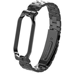 T-BLUER Band Compatible with Xiaomi Mi Band 5 Bands,Stainless Steel Metal Wrist Strap Wristband WatchBand Bracelet Accessories for Xiaomi Miband 5,No Tracker Included