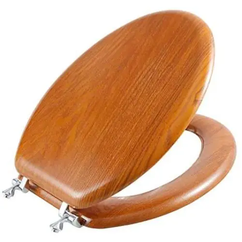 Angel Shield Durable Wood Veneer Natural Toilet Seat Metal Hinged Easy Clean Anti-scratch American Standard(Elongated,Wood Color) Angel Shield Durable Wood Veneer Natural Toilet Seat Metal Hinged Easy Clean Anti-scratch American Standard(Elongated,Wood Color)