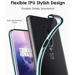 DTTO for Oneplus 7 Pro Case, Soft TPU Clear Stylish Cover All-Round Protection Anti-Falling Case with Metal Luster Edge for Oneplus 7 Pro,Mint Green