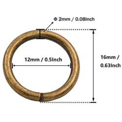 BIKICOCO 1/2 Metal O-Ring Buckle Connector Round Loops Non Welded for Bags Webbing Purse and Belt Straps, Bronze, Pack of 100