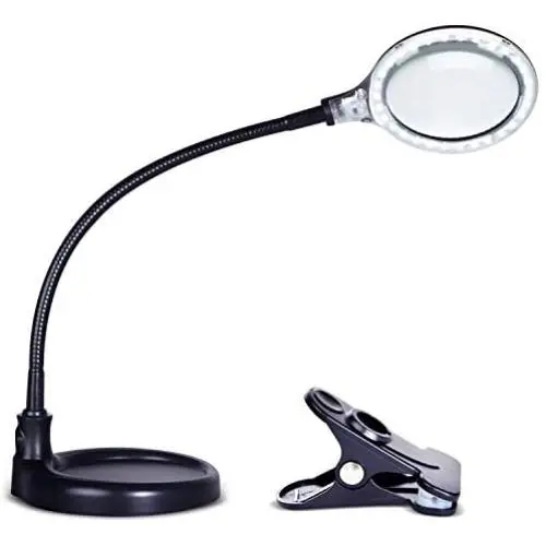 Brightech LightView Pro Flex Magnifying Lamp - 2 in 1 Clamp Table & Desk Lamp Energy Saving LED Ultra Bright Daylight Light, Great for Reading, Hobbies, Crafts, Workbench- Black Brightech LightView Pro Flex Magnifying Lamp - 2 in 1 Clamp Table & Desk Lamp Energy Saving LED Ultra Bright Daylight Light, Great for Reading, Hobbies, Crafts, Workbench- Black