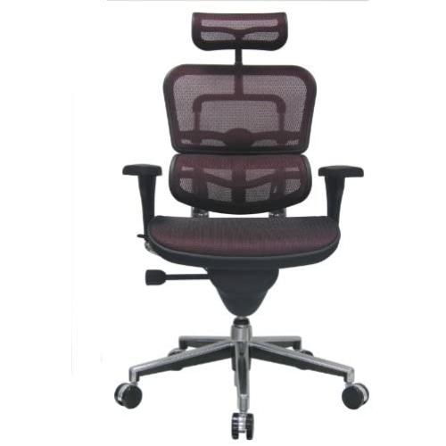 Ergohuman Eurotech Mesh Chair - 18.1A 22.9'' Seat Height - High-Back Chair with Headrest - Burgundy - Burgundy