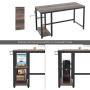 HOMECHO Industrial Computer Desk with 2 Shelves, 55 inch Writing Desk with Storage, Wood Laptop Study Table with Headphone & Cup Holder for Home Office, Sturdy Metal Frame, Easy Assembly, Dark Brown