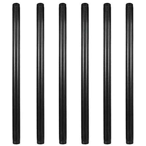 GeilSpace 6 Pack 3/4'' × 18'' Pre-Cut Black Metal Pipe, Industrial Steel Fits Standard Three Quarters Inch Black Threaded Pipes and Fittings - Vintage DIY Industrial Shelving (3/4'' × 18'', Black)