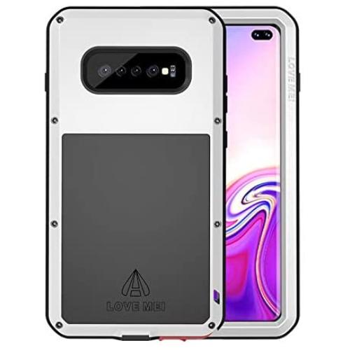 HuiFlying Galaxy S10 Plus Case,Newest Aluminum Alloy Metal Gorilla Glass Rugged Heavy Duty Bumper Hybrid Silicone Military Outdoor Shockproof Protective Cover for Samsung Galaxy S10 Plus,Silver