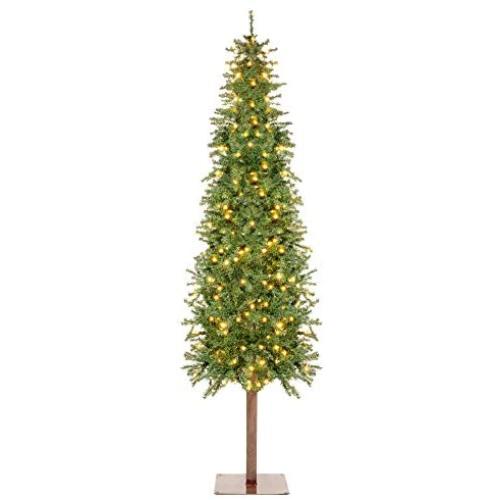 Best Choice Products 6ft Pre-Lit Hinged Artificial Alpine Slim Pencil Christmas Tree Holiday Decoration w/ 250 LED Lights, 700 Tips, Metal Stand