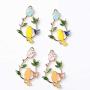 4 Pieces Metal Enamel Flower Leaves Branch Birds Connector DIY Bracelet Necklace Pendants Charms Findings for Jewelry Making DIY Craft