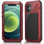 Mangix Compatible with iPhone 12 Case and iPhone 12 Pro Case (2020), Built-in Glass Screen Protector Military Grade Drop Shock Protection Metal Bumper for Apple iPhone 12/12 Pro 6.1'' (Red)