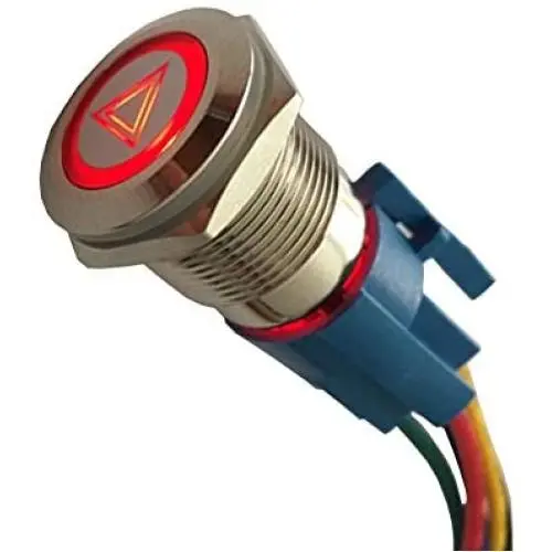Etopars 12V 5A 19mm Car Auto Red LED Light Lamp Emergency Hazard Warning Push Button Stainless Steel Metal Toggle Switch Socket Plug Etopars 12V 5A 19mm Car Auto Red LED Light Lamp Emergency Hazard Warning Push Button Stainless Steel Metal Toggle Switch Socket Plug