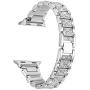 KM for Apple Watch Band 38/40mm 42/ 44mm Women Men with Three Bead Diamond Metal Stainless Steel Strap, Apple Watch Replacement Wristband Strap (Silver, 38mm/40mm)