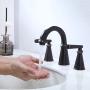 Ufaucet Commercial Antique 2 Handle Widespread Oil Rubbed Bronze Bathroom Faucet, 3 Holes 8 Inch Black Bathroom Vanity Lavatory Faucets