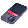 Dockem Wallet Case for iPhone 12 Mini: Built-in Metal Plate for Magnetic Mounting & 1 Credit Card Holder Slot: 5.4'' Luxe M2, Canvas Style Synthetic Leather (Black and Grey)