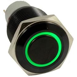 ESUPPORT 19mm 12V 5A Car Green LED Light Angel Eye Metal Push Button Toggle Switch Socket Plug Latching Black Shell