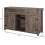 HOMCOM Wooden Farmhouse Sideboard Storage Buffet Cabinet with 2 Large Drawers, X-Shaped Wine Rack, and Cabinets, Grey