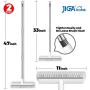 JIGA 2 Pack Floor Scrub Brush with Long Handle, Stiff Bristle Brush Scrubber, Cleaning Brush for Deck, Bathroom, Tub, Tile, Grout, Kitchen, Swimming Pool, Patio, Garages, Gray