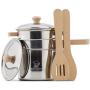 New Classic Toys Wooden Metal Pan Set Pretend Play Toy for Kids Cooking Simulation Educational Toys and Color Perception Toy for Preschool Age Toddlers Boys Girls