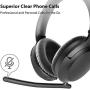 Avantree Aria Bluetooth 5.0 Noise Cancelling Headphones Headset for Music & Calls, Dual Microphone, Boom Mic & Built-in Mic, Comfortable 35H, Over Ear Wireless & Wired for Phone PC Computer Laptop