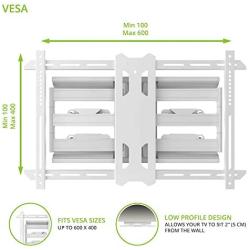 Kanto PDX650W Full Motion Articulating TV Wall Mount for 37-inch to 75-inch TVs | Low Profile with 22'' Extension | Integrated Cable Management | Swivel and Tilt Capable | White