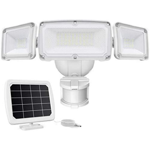 LEPOWER 1600LM LED Solar Security Lights Motion Outdoor, Super Bright Solar Motion Sensor Light, 5500K White Light, IP65 Waterproof Outdoor Flood Solar Lights with 3 Adjustable Head for Yard, Garage