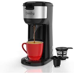 Dnsly Coffee Maker Single Serve, for Capsule Pod & Ground Coffee 2 in 1 Dual Hot Coffee Machine, Strength-Controlled Self Cleaning Function Portable Coffee Brewer, Advanced Black