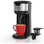 Dnsly Coffee Maker Single Serve, for Capsule Pod & Ground Coffee 2 in 1 Dual Hot Coffee Machine, Strength-Controlled Self Cleaning Function Portable Coffee Brewer, Advanced Black