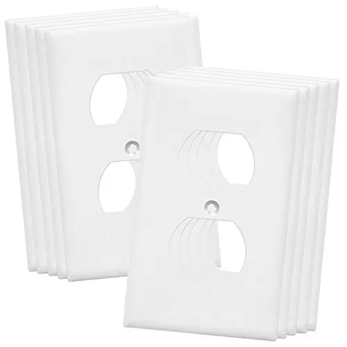 Enerlites Duplex Wall Plates Kit , model 8821-W Home Electrical Outlet Cover, 1-Gang Standard Size, Unbreakable Polycarbonate Material, White - 10 pack