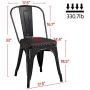 Yaheetech 4pcs Metal Dinning Chairs with PU Leather Seat High Back Soft Cushioned Industrial Classic Iron Chairs Chic Dining Bistro Cafe Coffee Chair 18 Inch Black