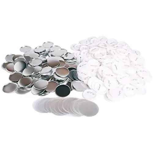 CO-Z 100-Piece 58mm/2.25 inch Blank Button Badge Parts Set for Button Making Machine, Metal Shells Clear Mylar and Plastic Base Components, DIY Arts Crafts Supplies for Gifts, Presents, Souvenirs