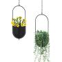 Sinolodo 2 pcs Modern Metal Hanging Planter, Black Wall and Ceiling Planters with 19.7 Chain, Large Hanging Baskets for Plants Outdoor